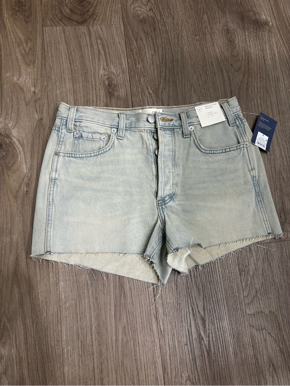 High-Rise Light Blue Denim Cutoff Shorts - Women's Casual Size 8